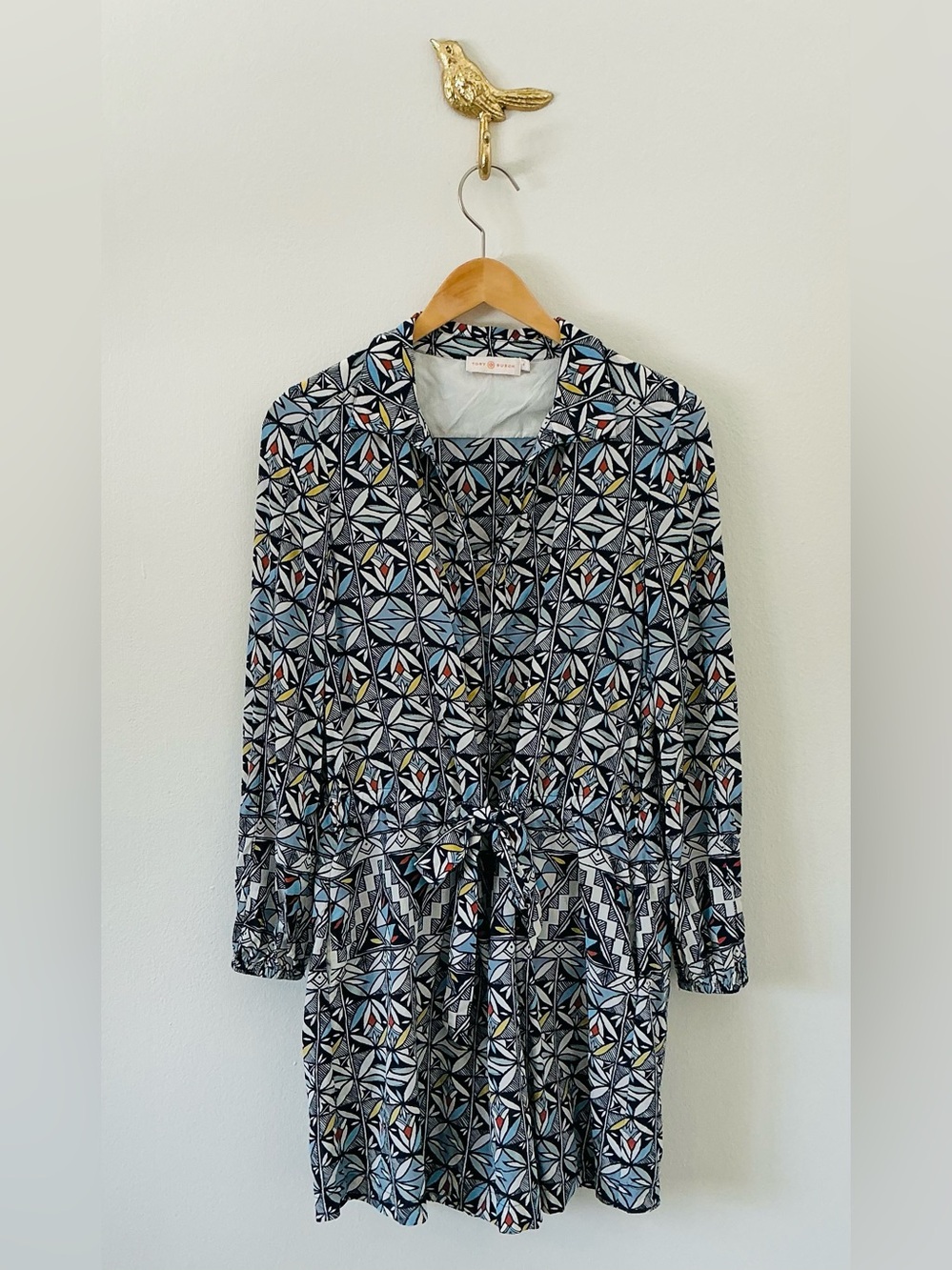 Tory Burch Tile Print Shirt Dress Sz 4 - Picture 2 of 4